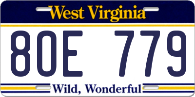WV license plate 8OE779