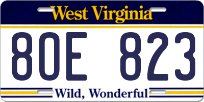 WV license plate 8OE823