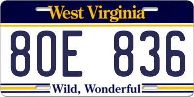 WV license plate 8OE836