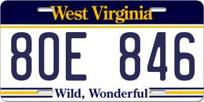 WV license plate 8OE846
