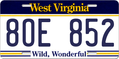 WV license plate 8OE852