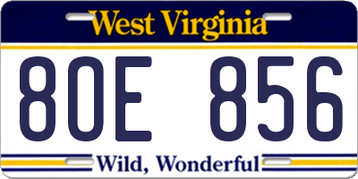 WV license plate 8OE856