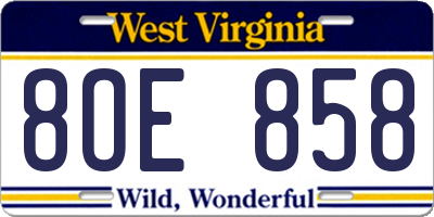 WV license plate 8OE858