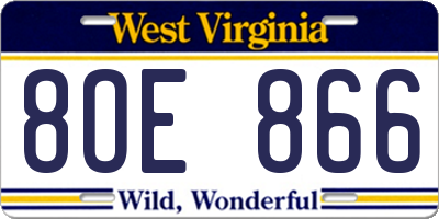 WV license plate 8OE866