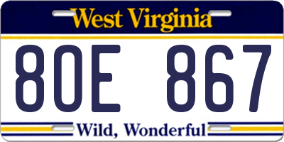 WV license plate 8OE867