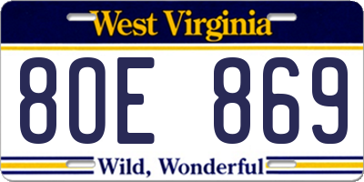 WV license plate 8OE869