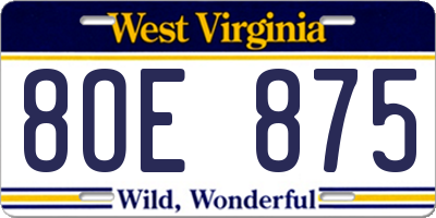 WV license plate 8OE875