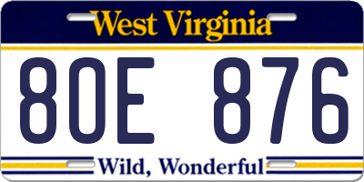 WV license plate 8OE876