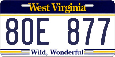 WV license plate 8OE877