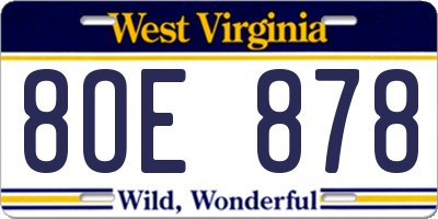 WV license plate 8OE878