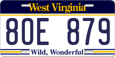 WV license plate 8OE879