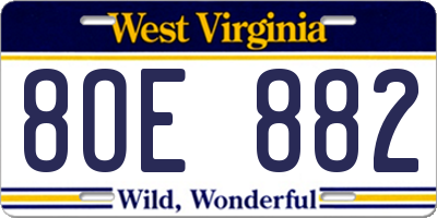 WV license plate 8OE882