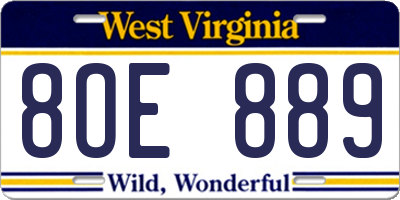 WV license plate 8OE889