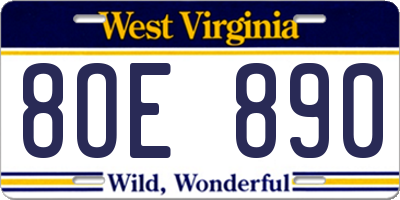 WV license plate 8OE890