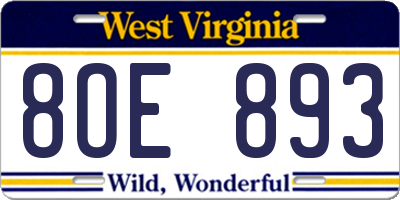 WV license plate 8OE893