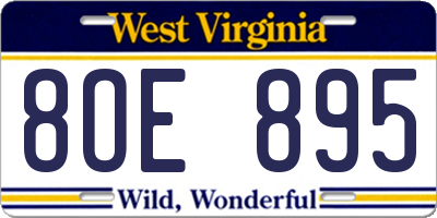 WV license plate 8OE895