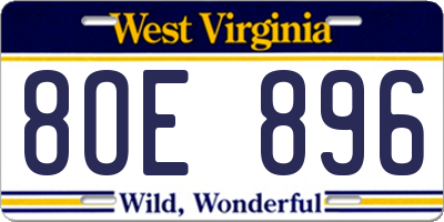 WV license plate 8OE896
