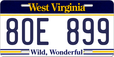 WV license plate 8OE899