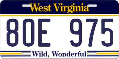 WV license plate 8OE975