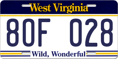WV license plate 8OF028