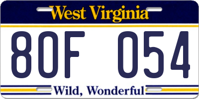 WV license plate 8OF054