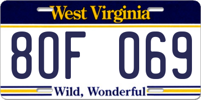 WV license plate 8OF069