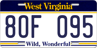 WV license plate 8OF095