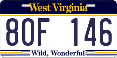 WV license plate 8OF146