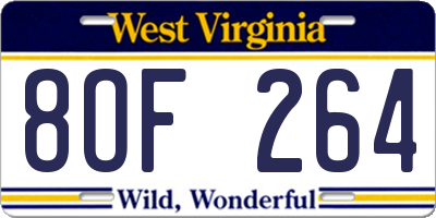 WV license plate 8OF264