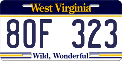 WV license plate 8OF323