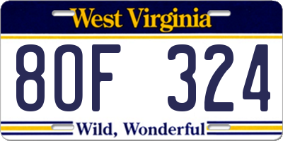 WV license plate 8OF324