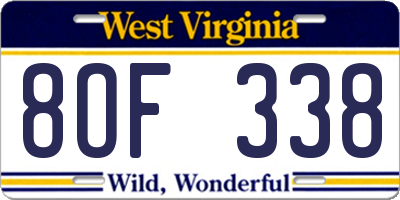 WV license plate 8OF338