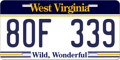 WV license plate 8OF339