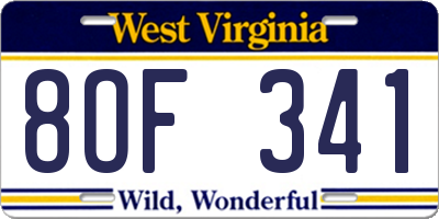 WV license plate 8OF341