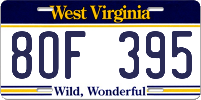 WV license plate 8OF395