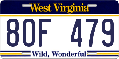 WV license plate 8OF479