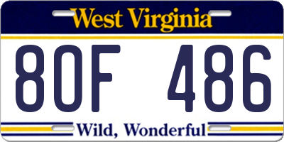 WV license plate 8OF486