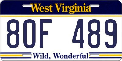 WV license plate 8OF489