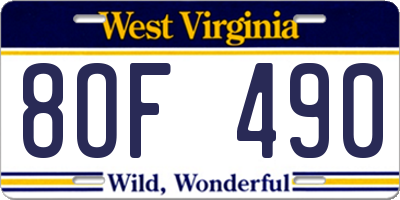 WV license plate 8OF490
