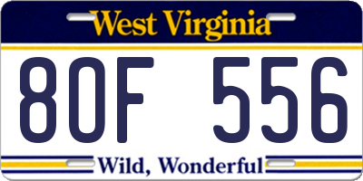 WV license plate 8OF556