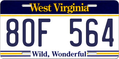 WV license plate 8OF564