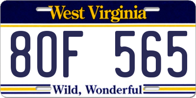 WV license plate 8OF565