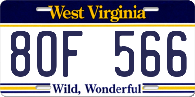 WV license plate 8OF566