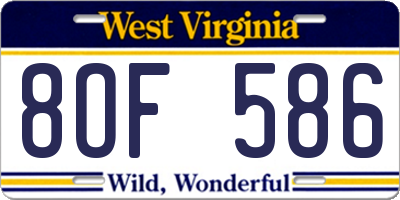 WV license plate 8OF586
