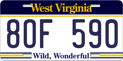 WV license plate 8OF590