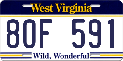 WV license plate 8OF591