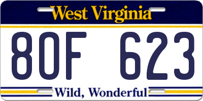 WV license plate 8OF623