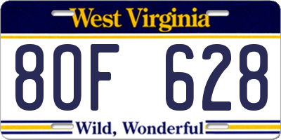 WV license plate 8OF628