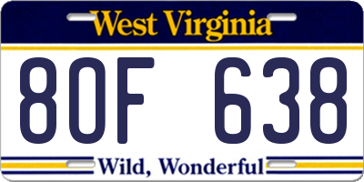WV license plate 8OF638