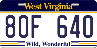 WV license plate 8OF640